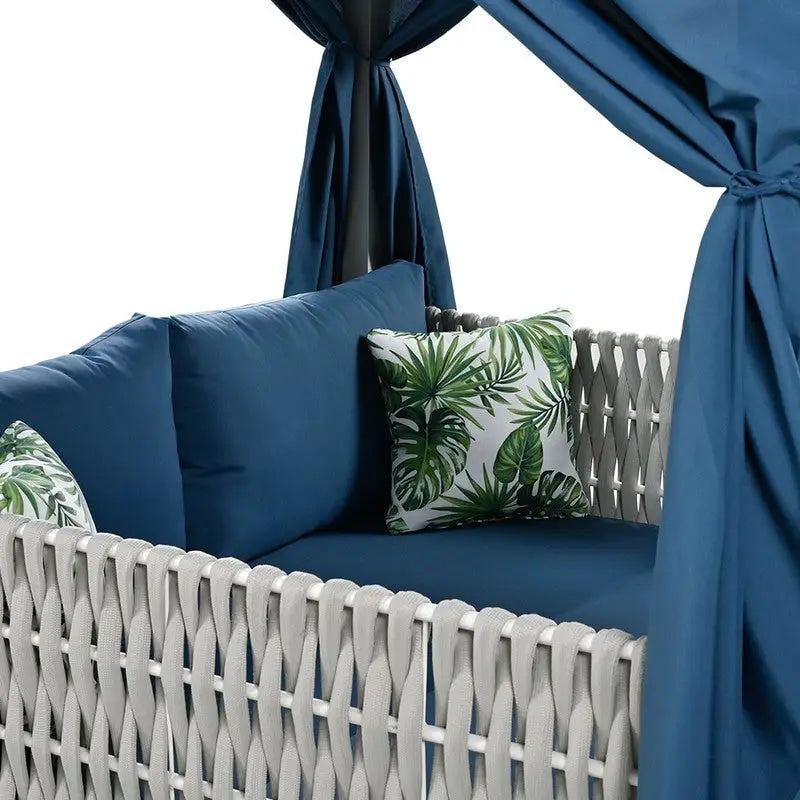 Lit de repos/Bain de soleil d'extérieur avec rideaux, idéal pour le jardin ou la piscine