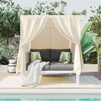 Lit de repos/Bain de soleil d'extérieur avec rideaux, idéal pour le jardin ou la piscine