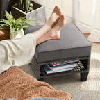 Pellebant Ottomans de rangement d'extérieur 2 PCS en rotin et osier avec coussins