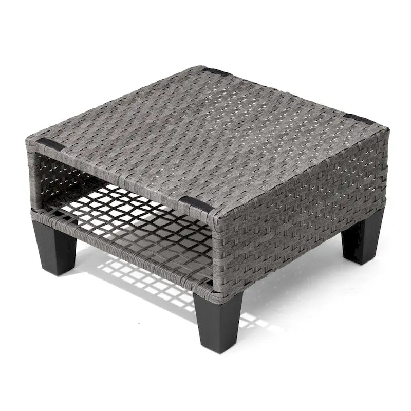 Pellebant Ottomans de rangement d'extérieur 2 PCS en rotin et osier avec coussins
