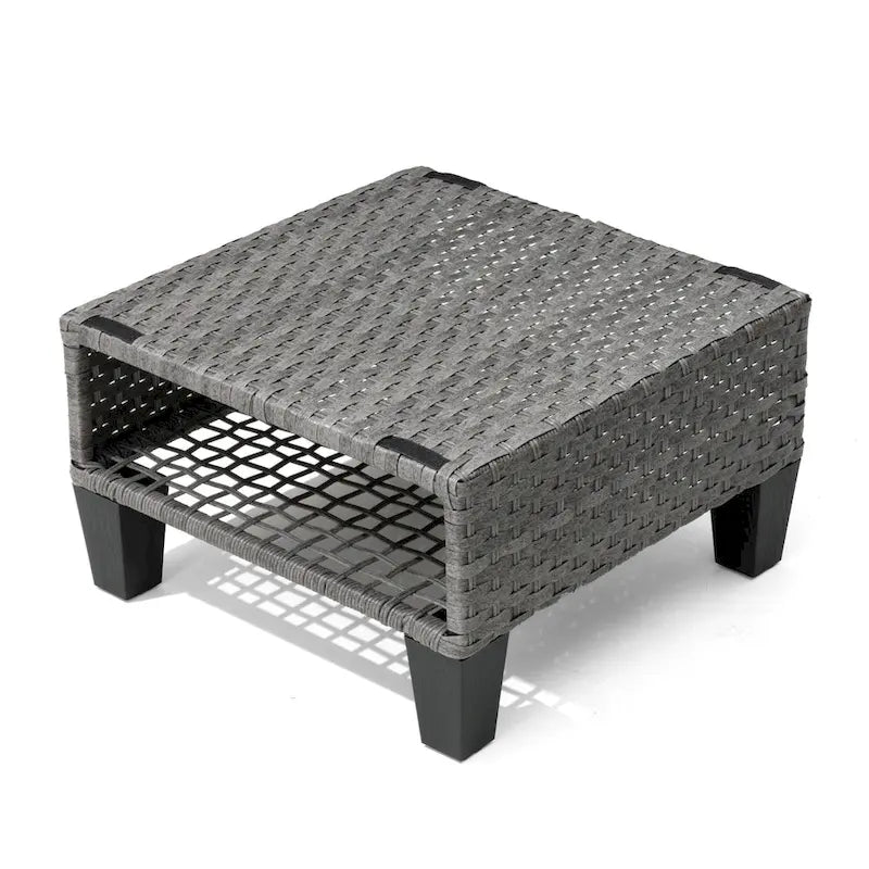 Pellebant Ottomans de rangement d'extérieur 2 PCS en rotin et osier avec coussins