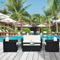 Set da 4 mobili da giardino Outsunny con schienale e cuscini spessi, in polyrattan