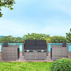 Outsunny 4-Piece Patio Furniture Set with Back Support, Thickly Cushioned PE Rattan Patio Furniture Set