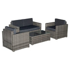 Set da 4 mobili da giardino Outsunny con schienale e cuscini spessi, in polyrattan