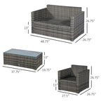 Set da 4 mobili da giardino Outsunny con schienale e cuscini spessi, in polyrattan