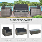 Set da 4 mobili da giardino Outsunny con schienale e cuscini spessi, in polyrattan