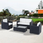 Set da 4 mobili da giardino Outsunny con schienale e cuscini spessi, in polyrattan