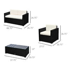 Set da 4 mobili da giardino Outsunny con schienale e cuscini spessi, in polyrattan
