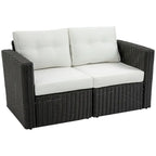 Set Divano Angolare in Vimini da Giardino Outsunny 2 Pezzi, Mobili in Rattan PE Combinabili Liberamente per Esterni, Beige
