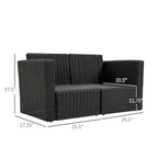 Set Divano Angolare in Vimini da Giardino Outsunny 2 Pezzi, Mobili in Rattan PE Combinabili Liberamente per Esterni, Beige