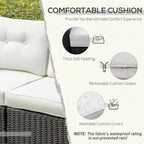 Set Divano Angolare in Vimini da Giardino Outsunny 2 Pezzi, Mobili in Rattan PE Combinabili Liberamente per Esterni, Beige