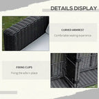 Set Divano Angolare in Vimini da Giardino Outsunny 2 Pezzi, Mobili in Rattan PE Combinabili Liberamente per Esterni, Beige