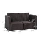 Set Divano Angolare in Vimini da Giardino Outsunny 2 Pezzi, Mobili in Rattan PE Combinabili Liberamente per Esterni, Beige