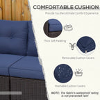 Set Divano Angolare in Vimini da Giardino Outsunny 2 Pezzi, Mobili in Rattan PE Combinabili Liberamente per Esterni, Beige
