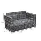 Set Divano Angolare in Vimini da Giardino Outsunny 2 Pezzi, Mobili in Rattan PE Combinabili Liberamente per Esterni, Beige