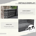 Set Divano Angolare in Vimini da Giardino Outsunny 2 Pezzi, Mobili in Rattan PE Combinabili Liberamente per Esterni, Beige