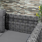 Set Divano Angolare in Vimini da Giardino Outsunny 2 Pezzi, Mobili in Rattan PE Combinabili Liberamente per Esterni, Beige