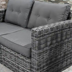 Set Divano Angolare in Vimini da Giardino Outsunny 2 Pezzi, Mobili in Rattan PE Combinabili Liberamente per Esterni, Beige