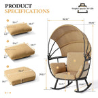 Poltrona sospesa a forma di uovo da esterno con baldacchino pieghevole e cuscino di Crestlive Products