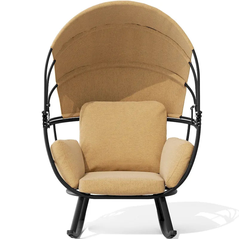 Poltrona sospesa a forma di uovo da esterno con baldacchino pieghevole e cuscino di Crestlive Products