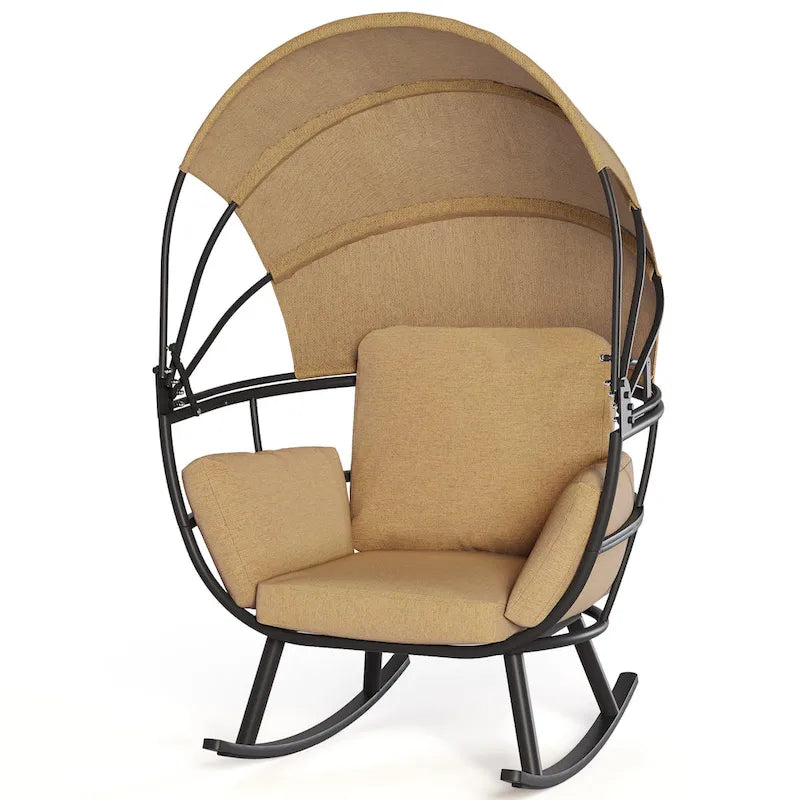 Poltrona sospesa a forma di uovo da esterno con baldacchino pieghevole e cuscino di Crestlive Products