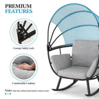 Poltrona sospesa a forma di uovo da esterno con baldacchino pieghevole e cuscino di Crestlive Products