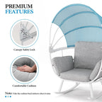 Poltrona sospesa a forma di uovo da esterno con baldacchino pieghevole e cuscino di Crestlive Products