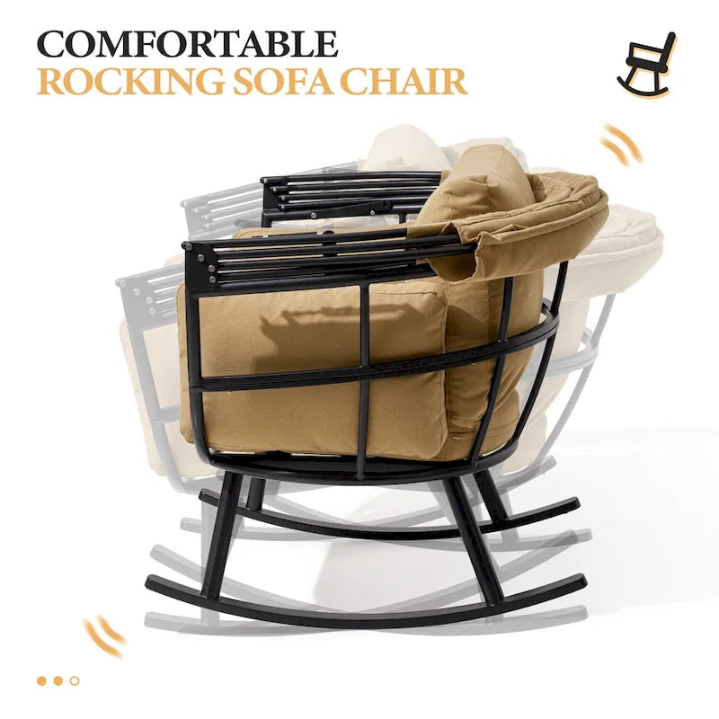 Poltrona sospesa a forma di uovo da esterno con baldacchino pieghevole e cuscino di Crestlive Products