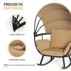 Poltrona sospesa a forma di uovo da esterno con baldacchino pieghevole e cuscino di Crestlive Products
