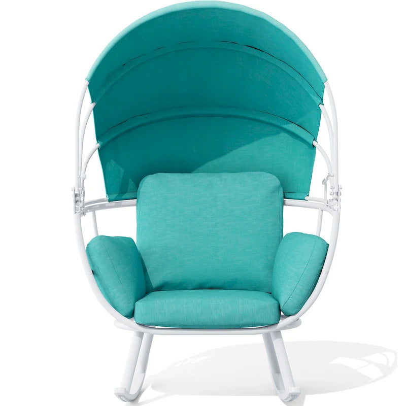 Poltrona sospesa a forma di uovo da esterno con baldacchino pieghevole e cuscino di Crestlive Products