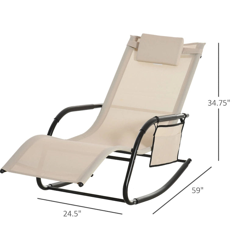 Poltrona reclinabile a dondolo Outsunny con poggiatesta rimovibile, tessuto in rete traspirante per giardino e patio