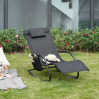 Poltrona reclinabile a dondolo Outsunny con poggiatesta rimovibile, tessuto in rete traspirante per giardino e patio