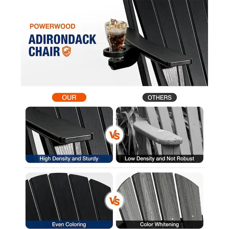 Sedia Adirondack Pieghevole da Esterno WINSOON per Tutte le Stagioni in HDPE con Portabicchieri