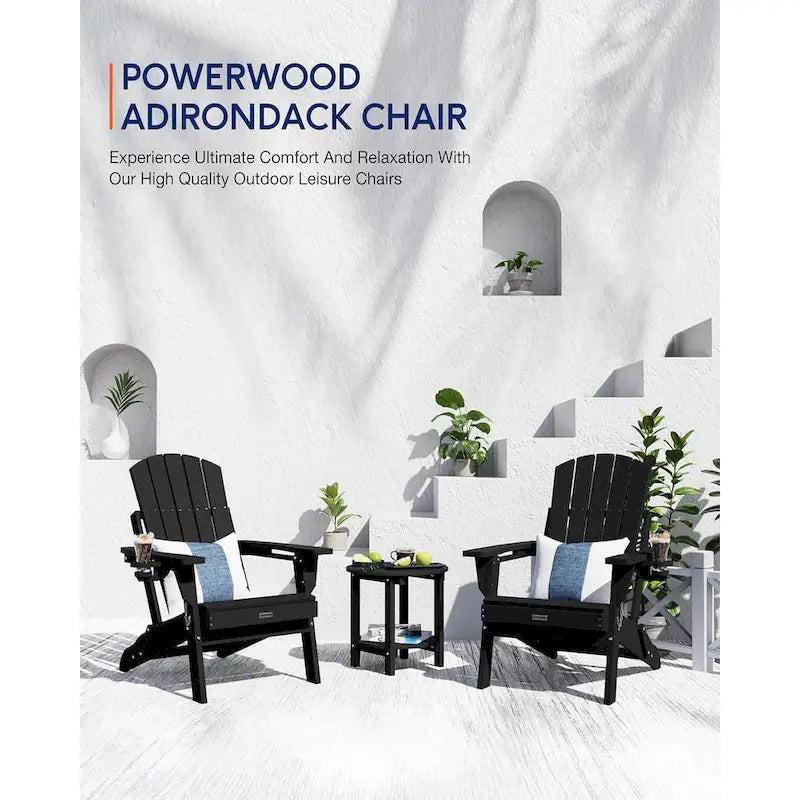 Sedia Adirondack Pieghevole da Esterno WINSOON per Tutte le Stagioni in HDPE con Portabicchieri