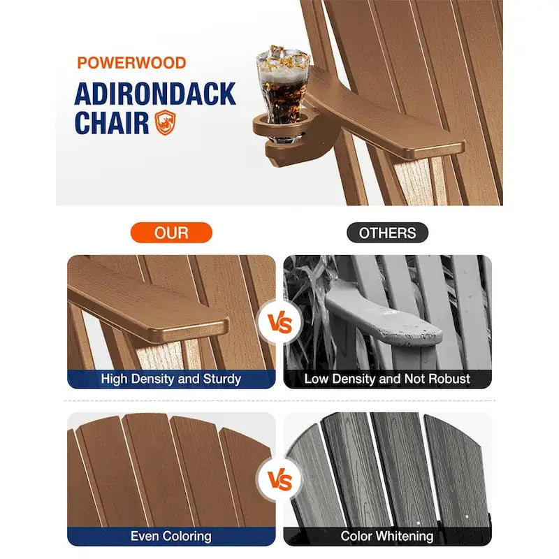 Sedia Adirondack Pieghevole da Esterno WINSOON per Tutte le Stagioni in HDPE con Portabicchieri