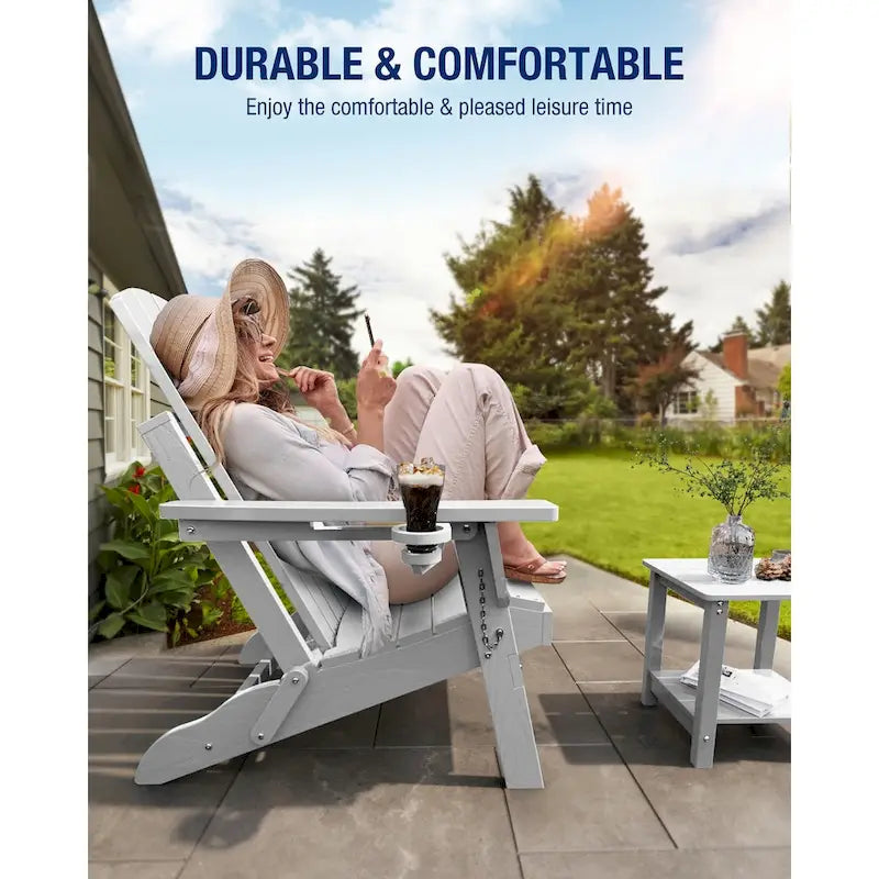 Sedia Adirondack Pieghevole da Esterno WINSOON per Tutte le Stagioni in HDPE con Portabicchieri