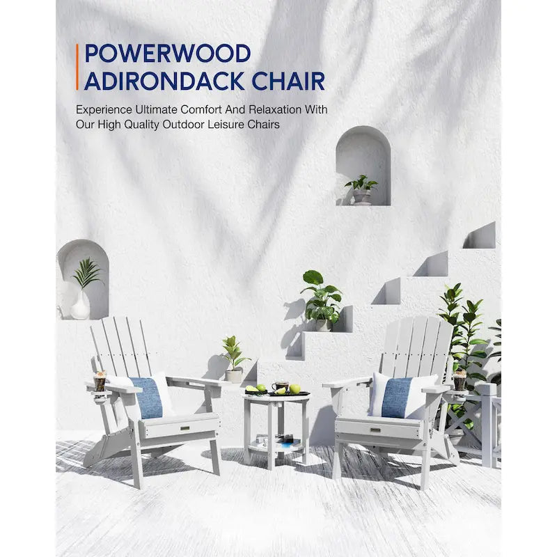 Sedia Adirondack Pieghevole da Esterno WINSOON per Tutte le Stagioni in HDPE con Portabicchieri