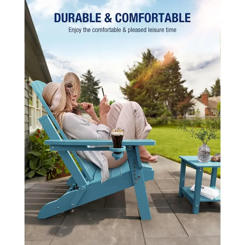 Sedia Adirondack Pieghevole da Esterno WINSOON per Tutte le Stagioni in HDPE con Portabicchieri