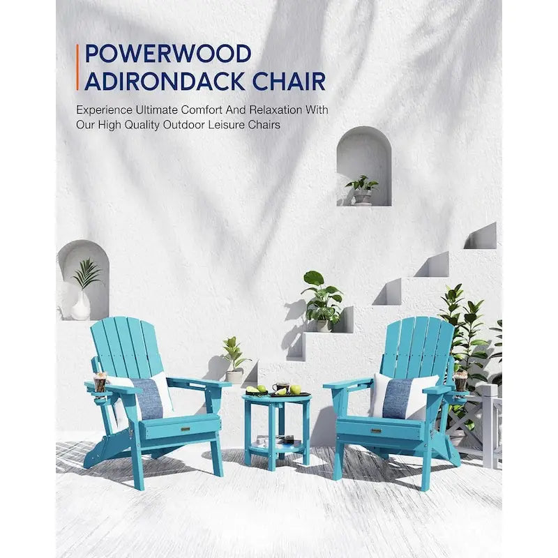 Sedia Adirondack Pieghevole da Esterno WINSOON per Tutte le Stagioni in HDPE con Portabicchieri