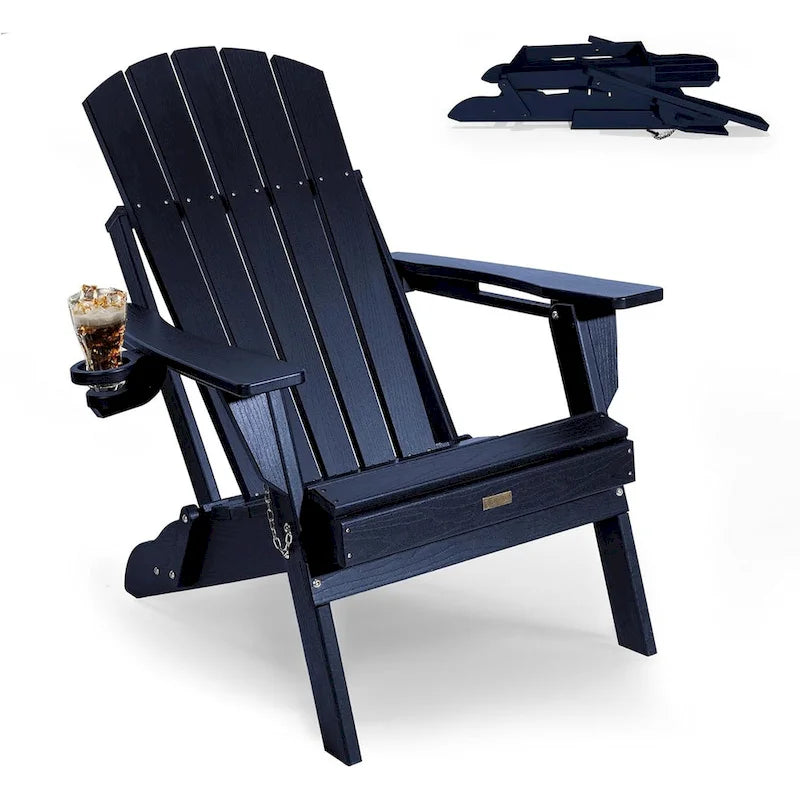 Sedia Adirondack Pieghevole da Esterno WINSOON per Tutte le Stagioni in HDPE con Portabicchieri