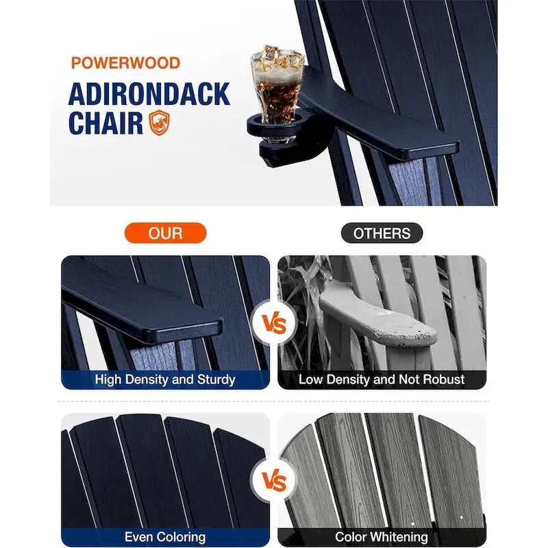Sedia Adirondack Pieghevole da Esterno WINSOON per Tutte le Stagioni in HDPE con Portabicchieri