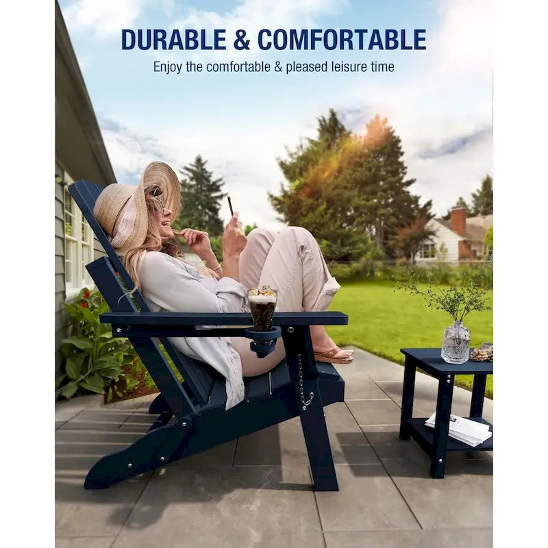 Sedia Adirondack Pieghevole da Esterno WINSOON per Tutte le Stagioni in HDPE con Portabicchieri