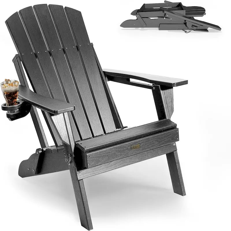 Sedia Adirondack Pieghevole da Esterno WINSOON per Tutte le Stagioni in HDPE con Portabicchieri