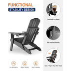 Sedia Adirondack Pieghevole da Esterno WINSOON per Tutte le Stagioni in HDPE con Portabicchieri