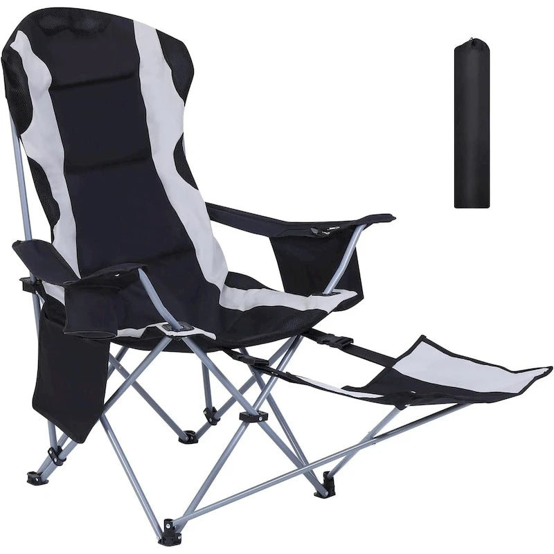 Sedia da campeggio, sedia da campeggio con poggiapiedi, sedia da campeggio pieghevole per adulti, borsa frigo e portabicchieri per campeggio, patio
