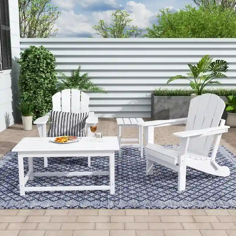 Polytrends Laguna Hdpe All Weather Outdoor Patio Foldable Adirondack Chairs Conversation Set (4-Piece Set)
