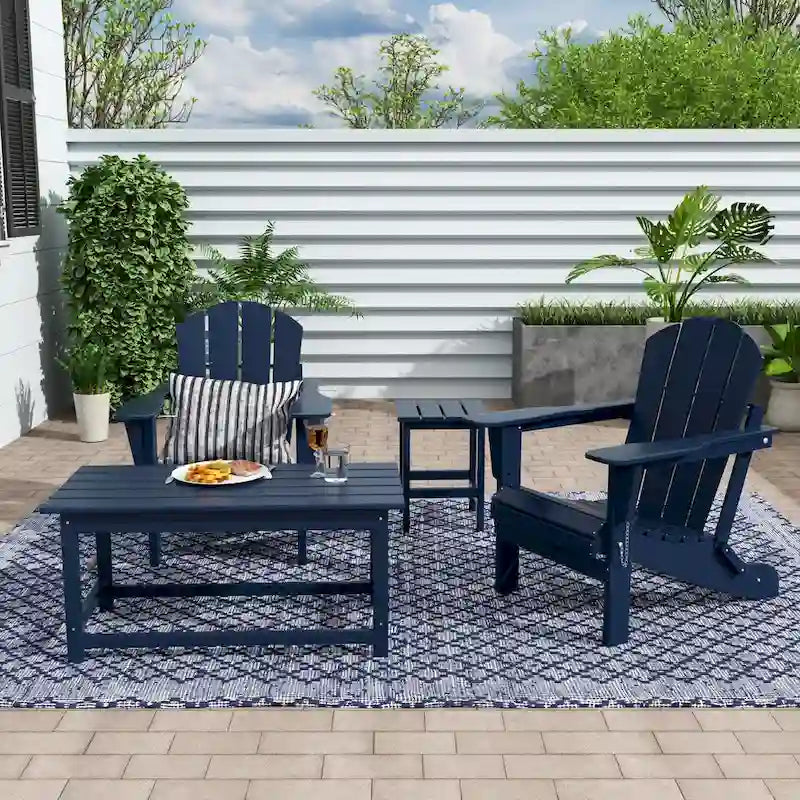 Set conversazione (4 pezzi) Polytrends Laguna di sedie pieghevoli Adirondack da esterno in HDPE per tutte le stagioni