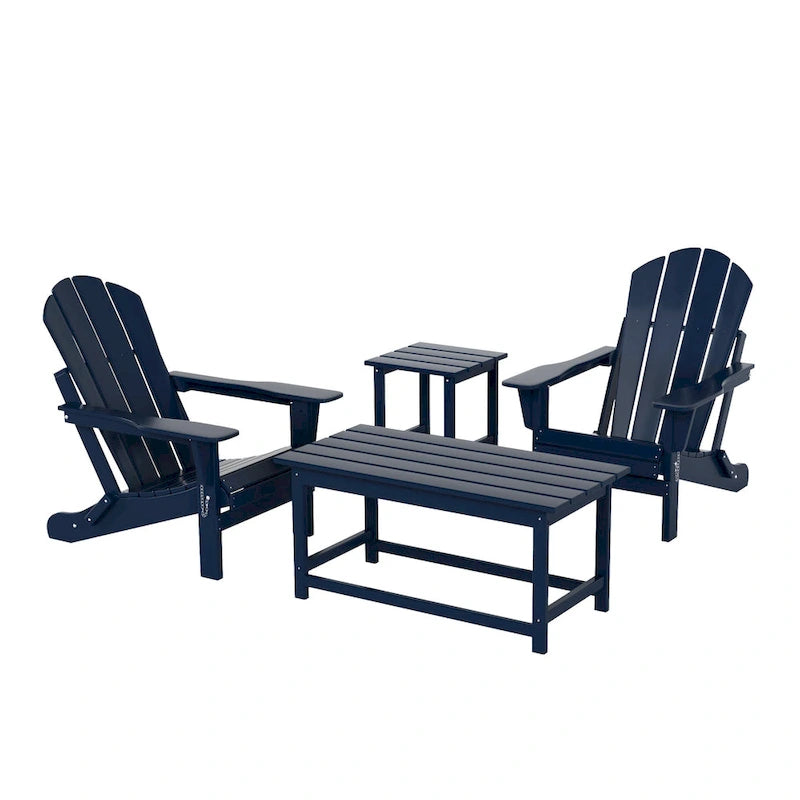 Set conversazione (4 pezzi) Polytrends Laguna di sedie pieghevoli Adirondack da esterno in HDPE per tutte le stagioni