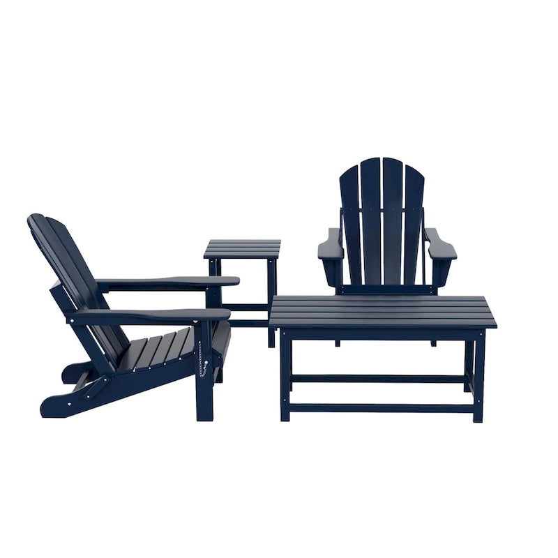 Set conversazione (4 pezzi) Polytrends Laguna di sedie pieghevoli Adirondack da esterno in HDPE per tutte le stagioni