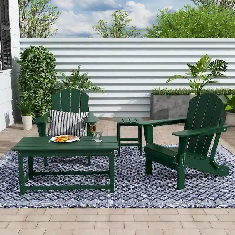 Set conversazione (4 pezzi) Polytrends Laguna di sedie pieghevoli Adirondack da esterno in HDPE per tutte le stagioni